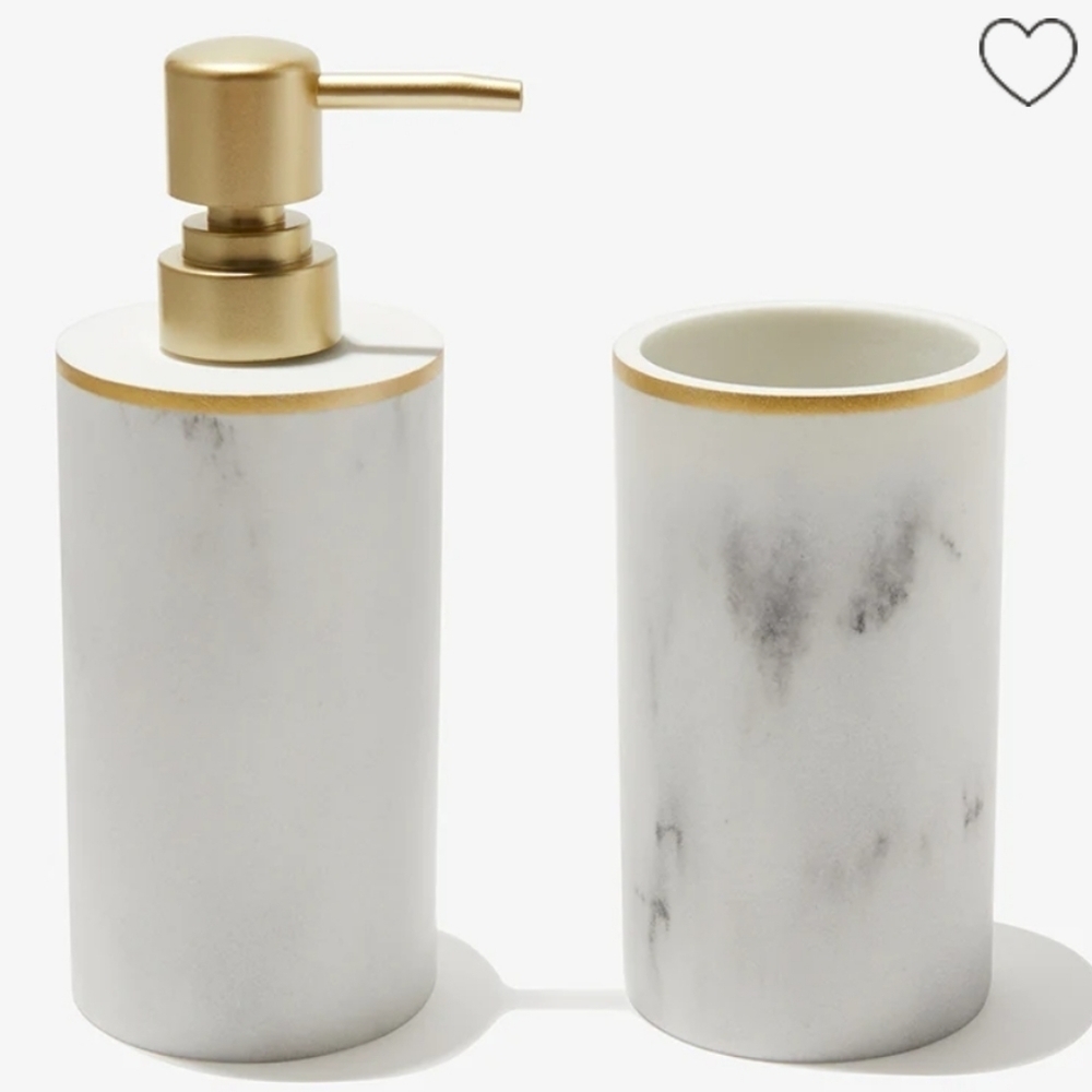 ❤️SUNDAY CITIZEN Resin Bath Set Soap Dispenser and Cup